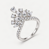 Crown Stack Engagement Ring: D-E Color D-Color VVS1 Moissanite Drop-Cut Solitaire in Sterl – product photo [FITINY]