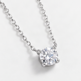 Minimalist Four-Prong Moissanite Pendant Necklace in Sterling Silver – close-up of the setting and stone [FITINY]