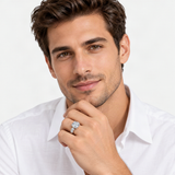 Sparkle Burst Moissanite Ring – worn by a man, true-to-size [FITINY]