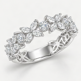 Four-Leaf Clover D-Color VVS1 Moissanite Engagement Ring in Sterling Silver with White Gol – close-up of the setting and stone [FITINY]