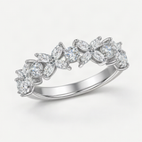 Four-Leaf Clover D-Color VVS1 Moissanite Engagement Ring in Sterling Silver with White Gol – product photo [FITINY]