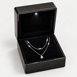 Geometric Double-Layer Clavicle Necklace in Sterling Silver with Sparkling D-Color VVS1 Mo – in the FITINY gift box [FITINY]