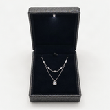 Geometric Double-Layer Clavicle Necklace in Sterling Silver with Sparkling D-Color VVS1 Mo – in the FITINY necklace gift box [FITINY]