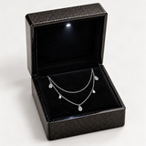 Geometric Double-Layer Drop Pendant Necklace in Sterling Silver with D-Color VVS1 Moissani – in the FITINY gift box [FITINY]