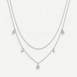 Geometric Double-Layer Drop Pendant Necklace in Sterling Silver with D-Color VVS1 Moissani – product photo [FITINY]