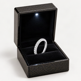 Geometric D-Color VVS1 Moissanite-Pave Engagement Ring in Sterling Silver – in the FITINY gift box [FITINY]