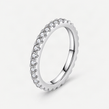 Geometric D-Color VVS1 Moissanite-Pave Engagement Ring in Sterling Silver – product photo [FITINY]