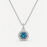 Geometric Rainbow D-Color VVS1 Moissanite Pendant Necklace in Sterling Silver – product photo [FITINY]