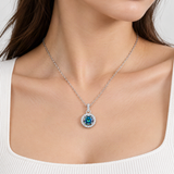Geometric Rainbow D-Color VVS1 Moissanite Pendant Necklace in Sterling Silver – worn by a woman, true-to-size [FITINY]