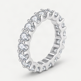 Geometric D-Color VVS1 Moissanite-Embellished Sterling Silver Engagement Ring for Women – close-up of the setting and stone [FITINY]