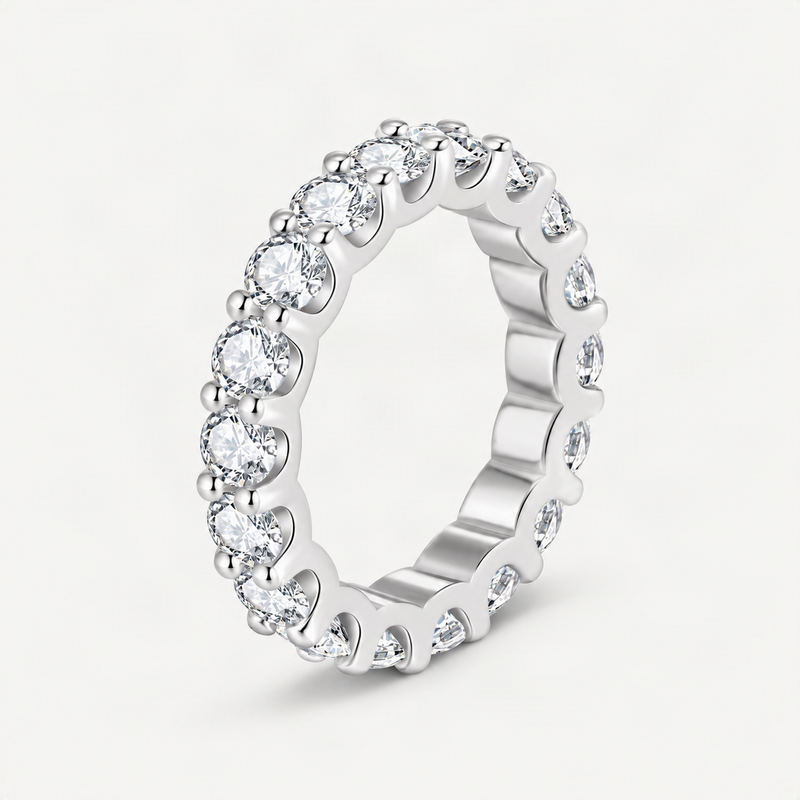 Geometric D-Color VVS1 Moissanite-Embellished Sterling Silver Engagement Ring for Women – product photo [FITINY]