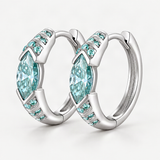Horus Eye Emerald-Blue Moissanite Stud Earrings – close-up of the setting and stone [FITINY]