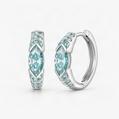 Horus Eye Emerald-Blue Moissanite Stud Earrings – product photo [FITINY]
