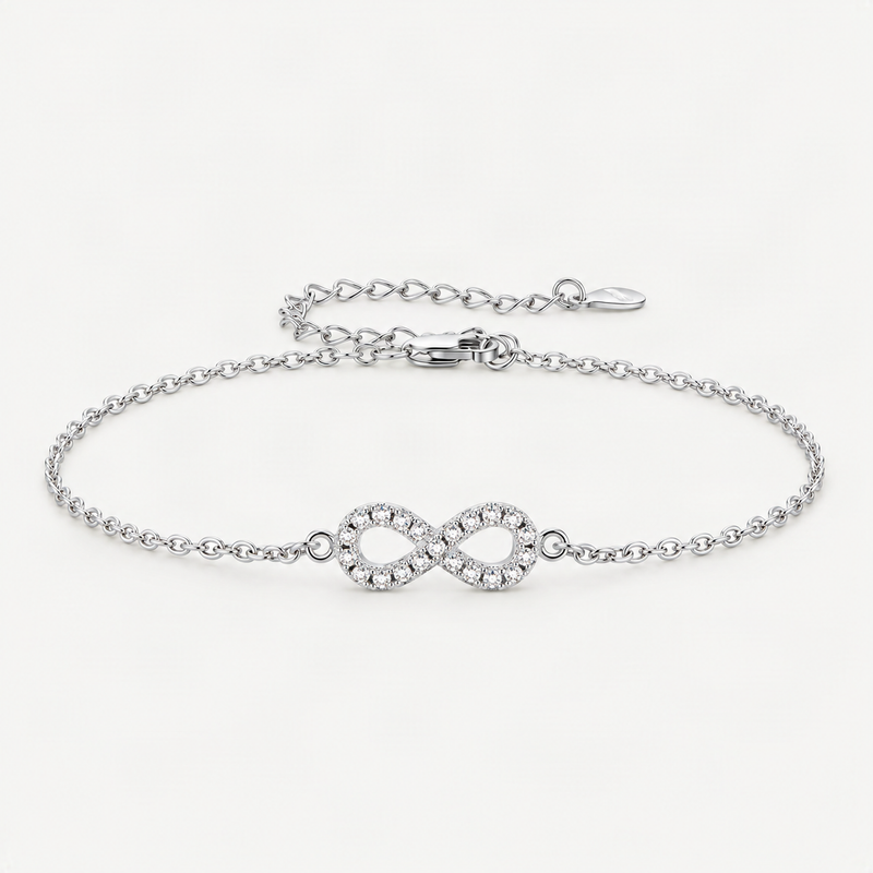 Infinity Symbol D-Color VVS1 Moissanite Bracelet in Sterling Silver – product photo [FITINY]