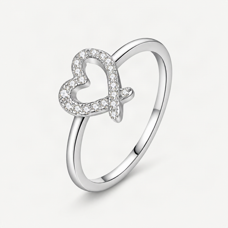 Irregular Heart-Shaped D-Color VVS1 Moissanite Engagement Ring in Sterling Silver – product photo [FITINY]