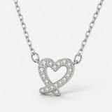 Irregular Heart Pendant Necklace in Sterling Silver with D-Color VVS1 Moissanite Accent – close-up of the setting and stone [FITINY]