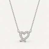 Irregular Heart Pendant Necklace in Sterling Silver with D-Color VVS1 Moissanite Accent – product photo [FITINY]
