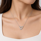 Irregular Heart Pendant Necklace in Sterling Silver with D-Color VVS1 Moissanite Accent – worn by a woman, true-to-size [FITINY]