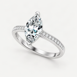 Marquise-Cut D-Color VVS1 Moissanite Engagement Ring in Sterling Silver – product photo [FITINY]