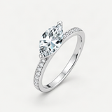 Marquise-Cut D-Color VVS1 Moissanite Engagement Ring in Sterling Silver – product photo [FITINY]
