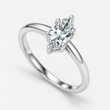 Marquise-Cut D-Color VVS1 Moissanite Engagement Ring in Sterling Silver – close-up of the setting and stone [FITINY]