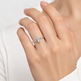 Marquise-Cut D-Color VVS1 Moissanite Engagement Ring in Sterling Silver – worn by a woman, true-to-size [FITINY]