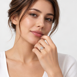 Marquise-Cut D-Color VVS1 Moissanite Engagement Ring in Sterling Silver – worn by a man, true-to-size [FITINY]