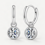 Round D-Color VVS1 Moissanite Bubble Pendant Earrings in Sterling Silver – close-up of the setting and stone [FITINY]