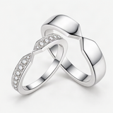 Moissanite Couple Rings Set – close-up of the setting and stone [FITINY]