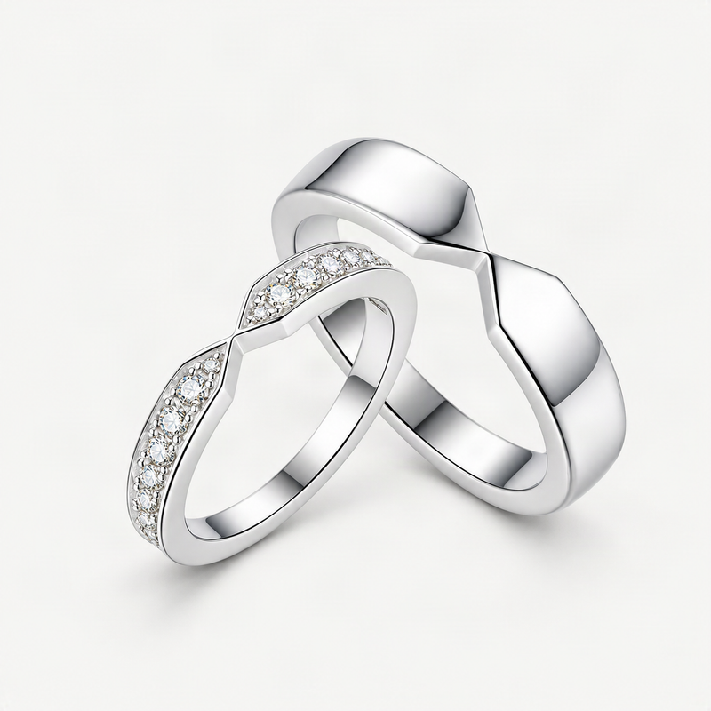 Moissanite Couple Rings Set – product photo [FITINY]