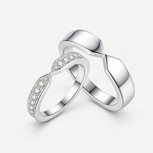 Moissanite Couple Rings Set – product photo [FITINY]