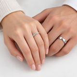Moissanite Couple Rings Set – worn by a woman, true-to-size [FITINY]