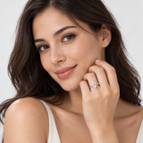 D-Grade D-Color VVS1 Moissanite Drop Ring Set – worn by a woman, true-to-size [FITINY]