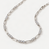 Stackable 3mm Round D-Color VVS1 Moissanite Pendant Necklace in Sterling Silver with 18K G – close-up of the setting and stone [FITINY]