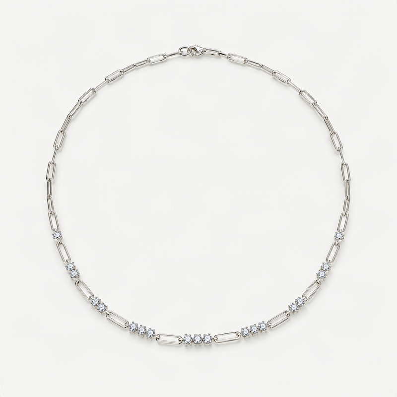 Stackable 3mm Round D-Color VVS1 Moissanite Pendant Necklace in Sterling Silver with 18K G – product photo [FITINY]