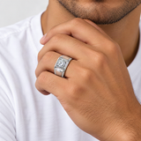 Moissanite Solitaire Ring – worn by a man, true-to-size [FITINY]