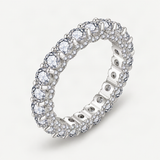 D-Color VVS1 Moissanite Solitaire Engagement Ring in Sterling Silver with White Gold Plati – close-up of the setting and stone [FITINY]