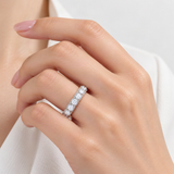 D-Color VVS1 Moissanite Solitaire Engagement Ring in Sterling Silver with White Gold Plati – worn by a woman, true-to-size [FITINY]