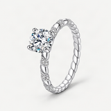 Round D-Color VVS1 Moissanite Solitaire Engagement Ring in Sterling Silver – product photo [FITINY]