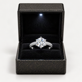 Moissanite Solitaire Ring in Sterling Silver with 18K White Gold Plating – in the FITINY gift box [FITINY]
