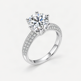 Moissanite Solitaire Ring in Sterling Silver with 18K White Gold Plating – product photo [FITINY]