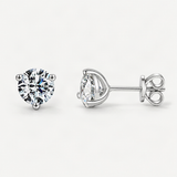 Round D-Color VVS1 Moissanite Stud Earrings in Sterling Silver – product photo [FITINY]