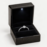 Round D-Color VVS1 Moissanite Accent Engagement Ring in Sterling Silver – in the FITINY gift box [FITINY]