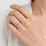 Round D-Color VVS1 Moissanite Accent Engagement Ring in Sterling Silver – worn by a woman, true-to-size [FITINY]