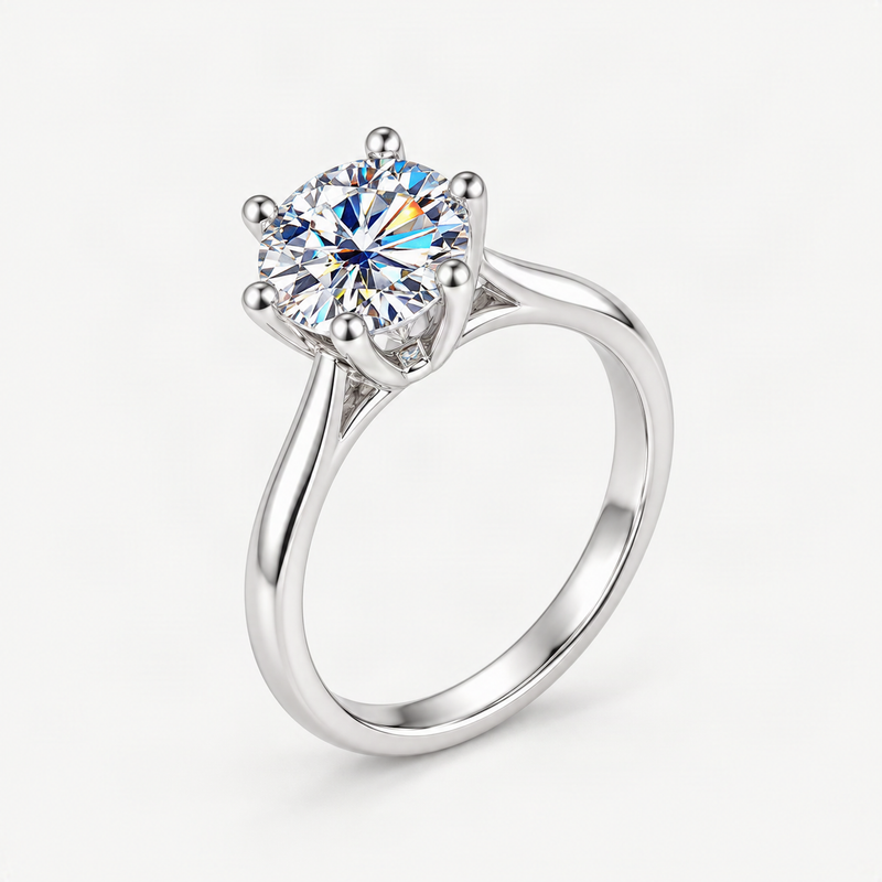 S925 Classic 6-Prong Moissanite Engagement Ring – product photo [FITINY]