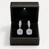 S925 Colorful Moissanite Halo Earrings with Pavé-Set Halo & Hoop – in the FITINY gift box [FITINY]