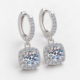 S925 Colorful Moissanite Halo Earrings with Pavé-Set Halo & Hoop – close-up of the setting and stone [FITINY]
