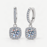 S925 Colorful Moissanite Halo Earrings with Pavé-Set Halo & Hoop – product photo [FITINY]