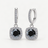 S925 Colorful Moissanite Halo Earrings with Pavé-Set Halo & Hoop – Black option [FITINY]