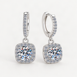 S925 Colorful Moissanite Halo Earrings with Pavé-Set Halo & Hoop – White option [FITINY]